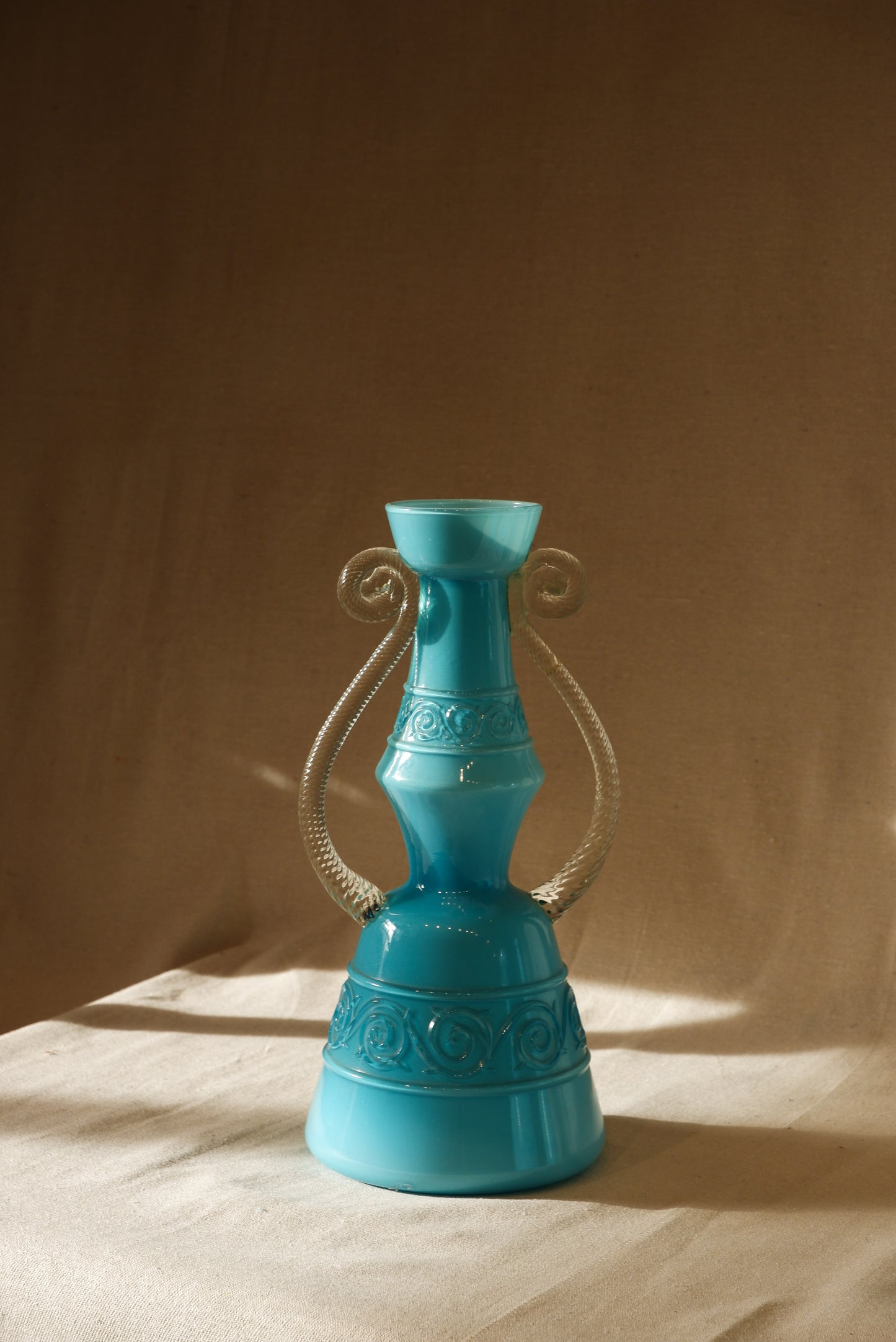 Tall Vintage Blue Glass Vase