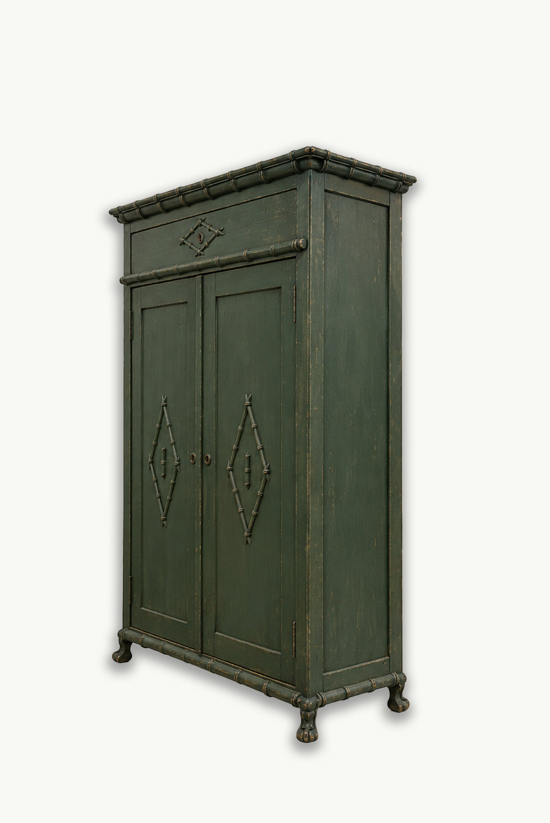 Antique Cabinet with Bamboo Detailing