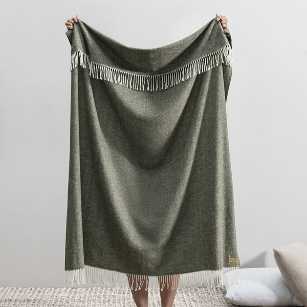 Moss Italian Herringbone Throw