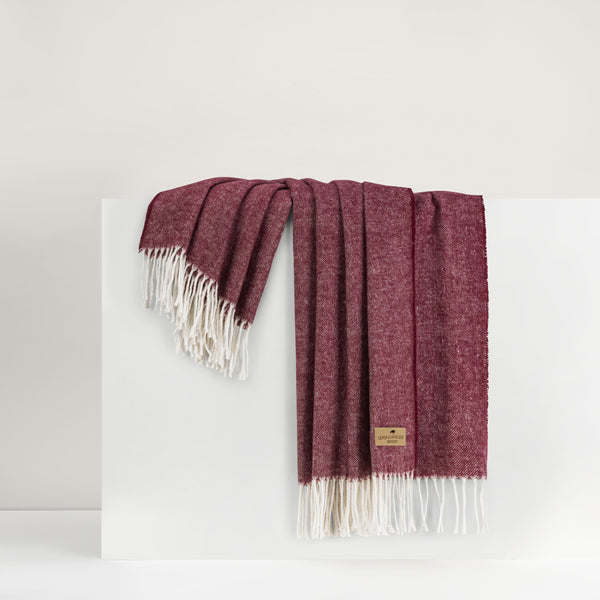 Cranberry Italian Herringbone Throw