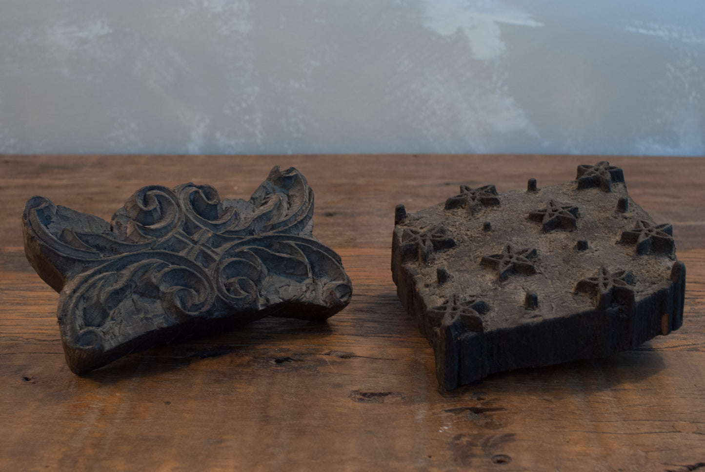 Antique Textile Fabric Printing Block - Scroll
