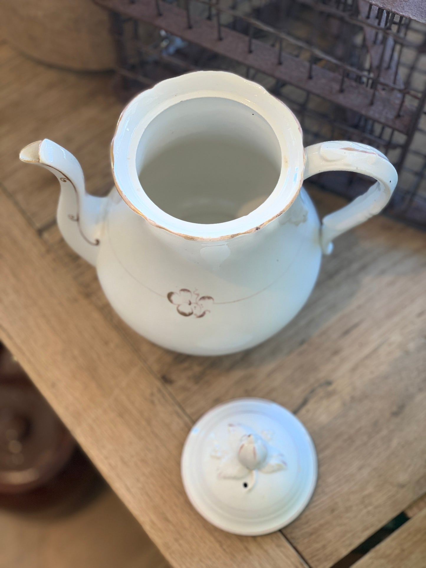 Vintage White Glazed Teapot