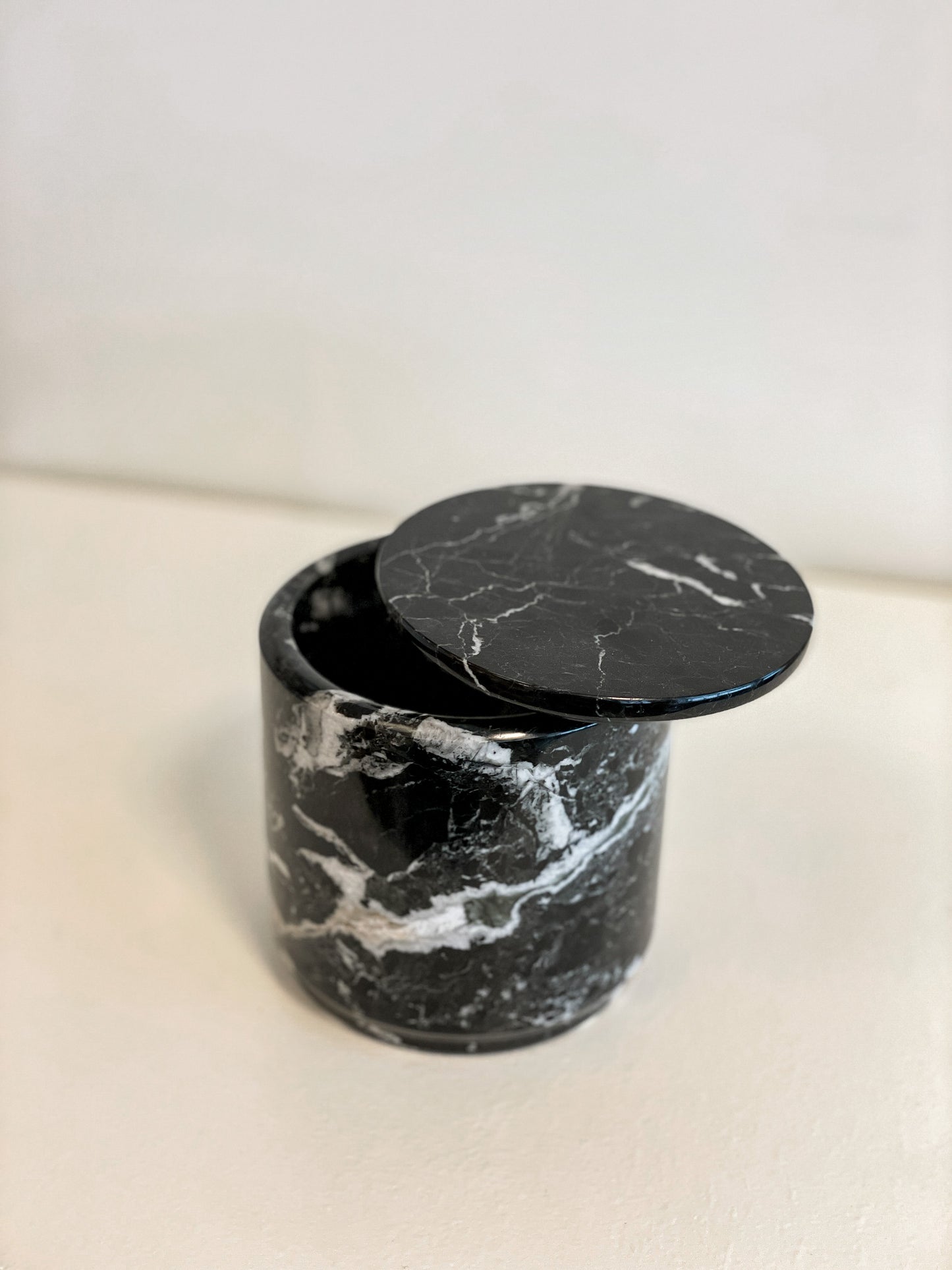 Black Zebra Marble Lidded Canister