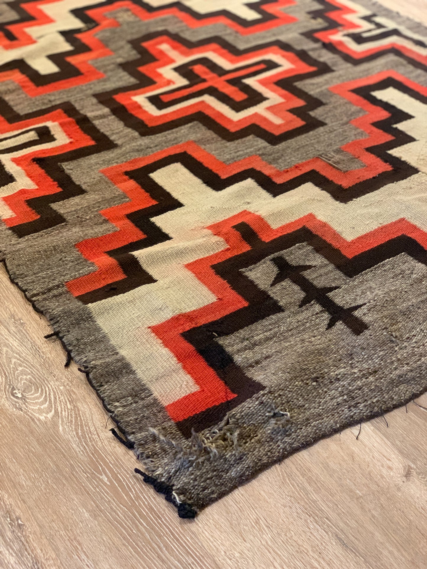 Antique Navajo Rust & Cream Blanket