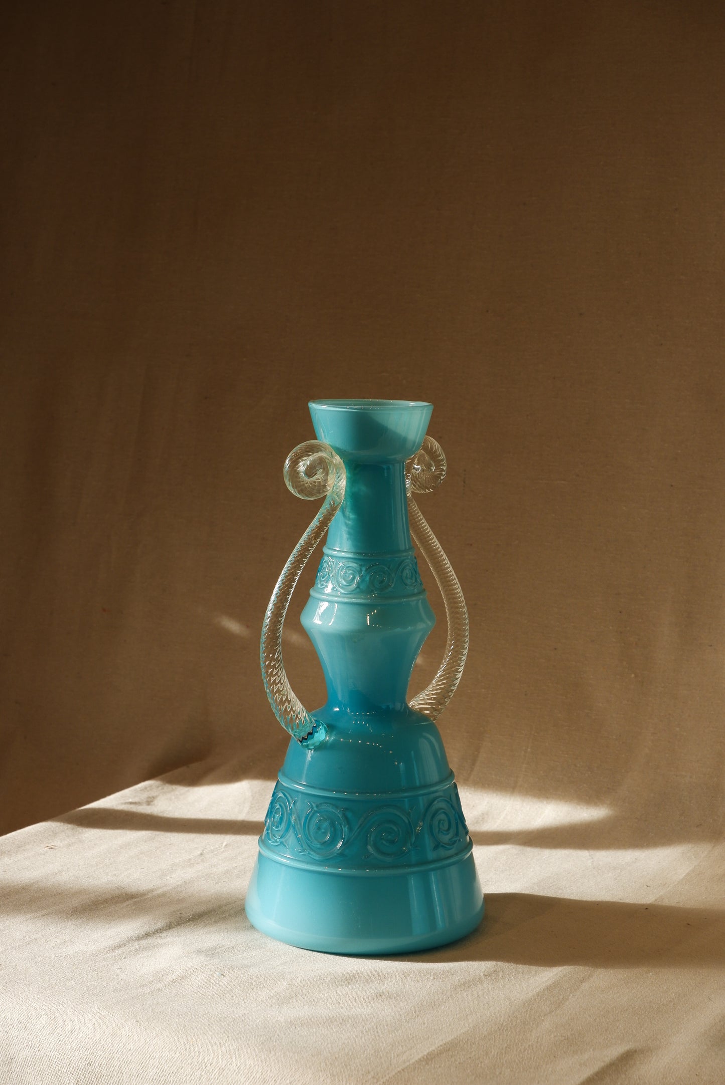 Tall Vintage Blue Glass Vase