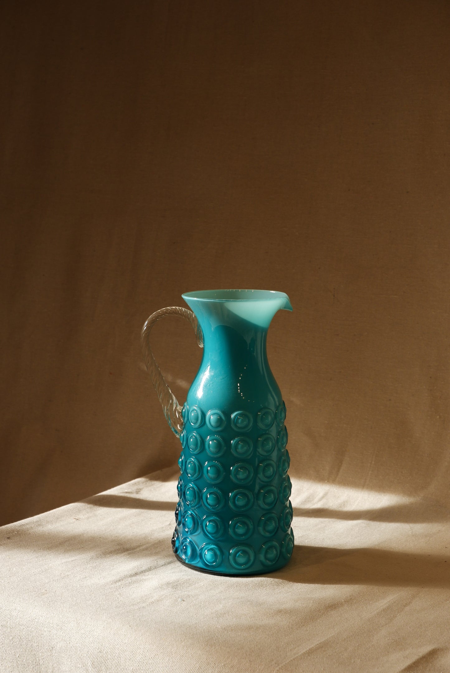 Vintage Blue Glass Pitcher