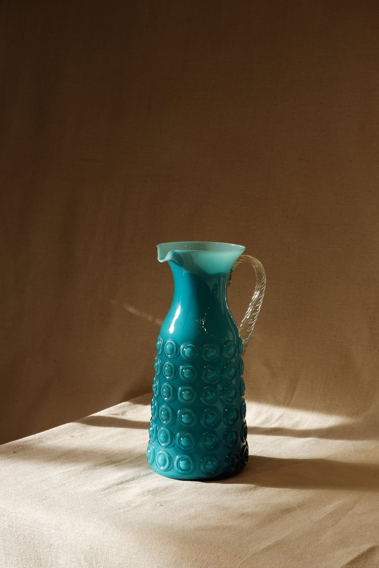 Vintage Blue Glass Pitcher