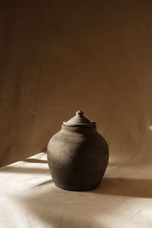 Lidded Village Jar