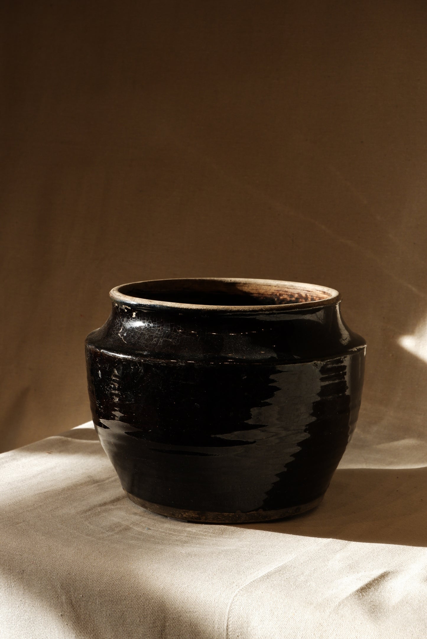 Large Black Glazed Jar