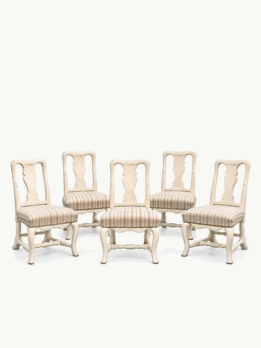 Swedish Rococo Style Painted Dining Chairs