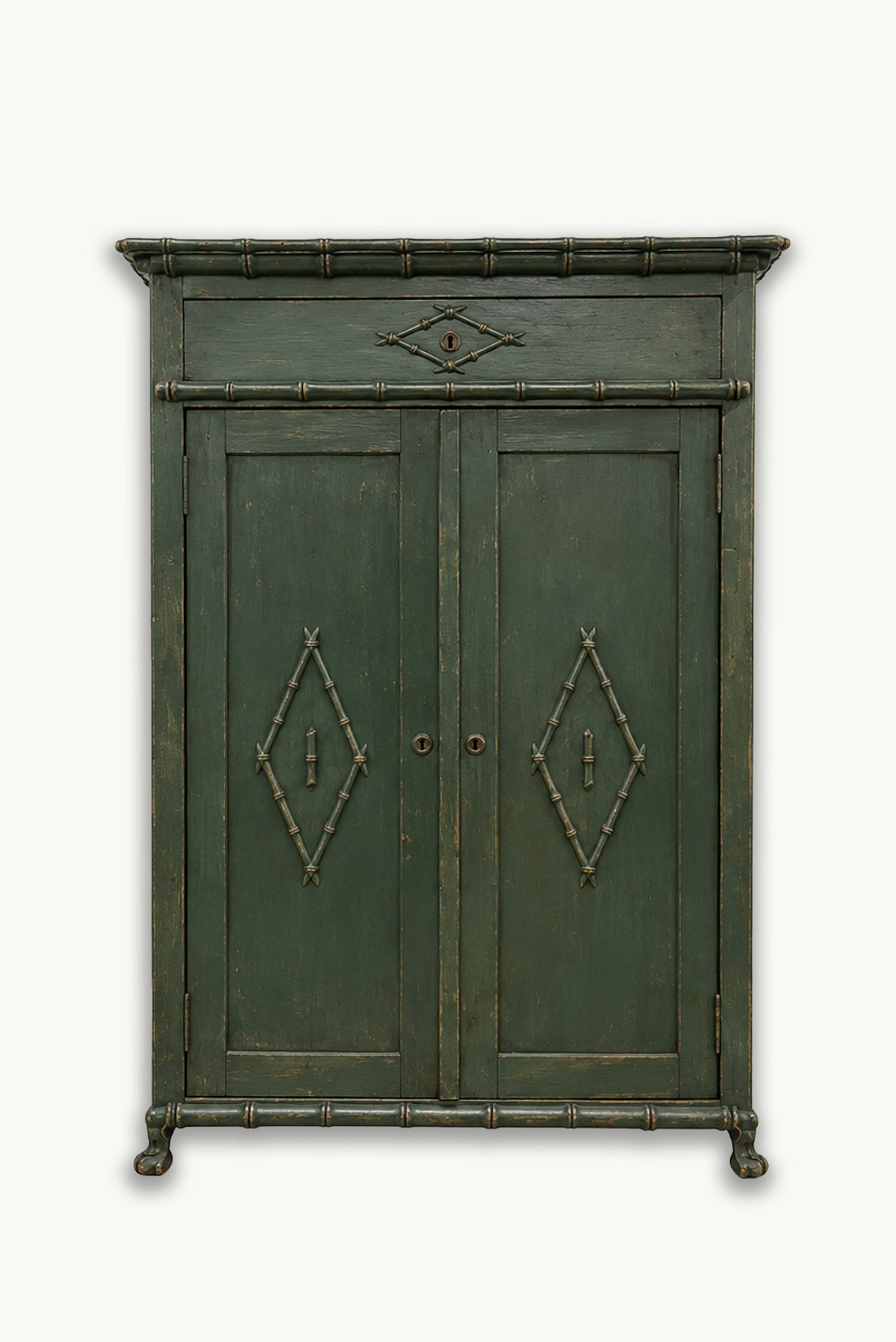 Antique Cabinet with Bamboo Detailing