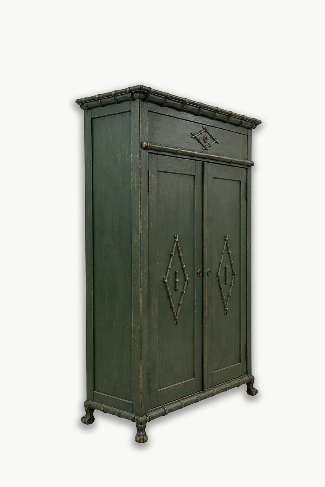 Antique Cabinet with Bamboo Detailing