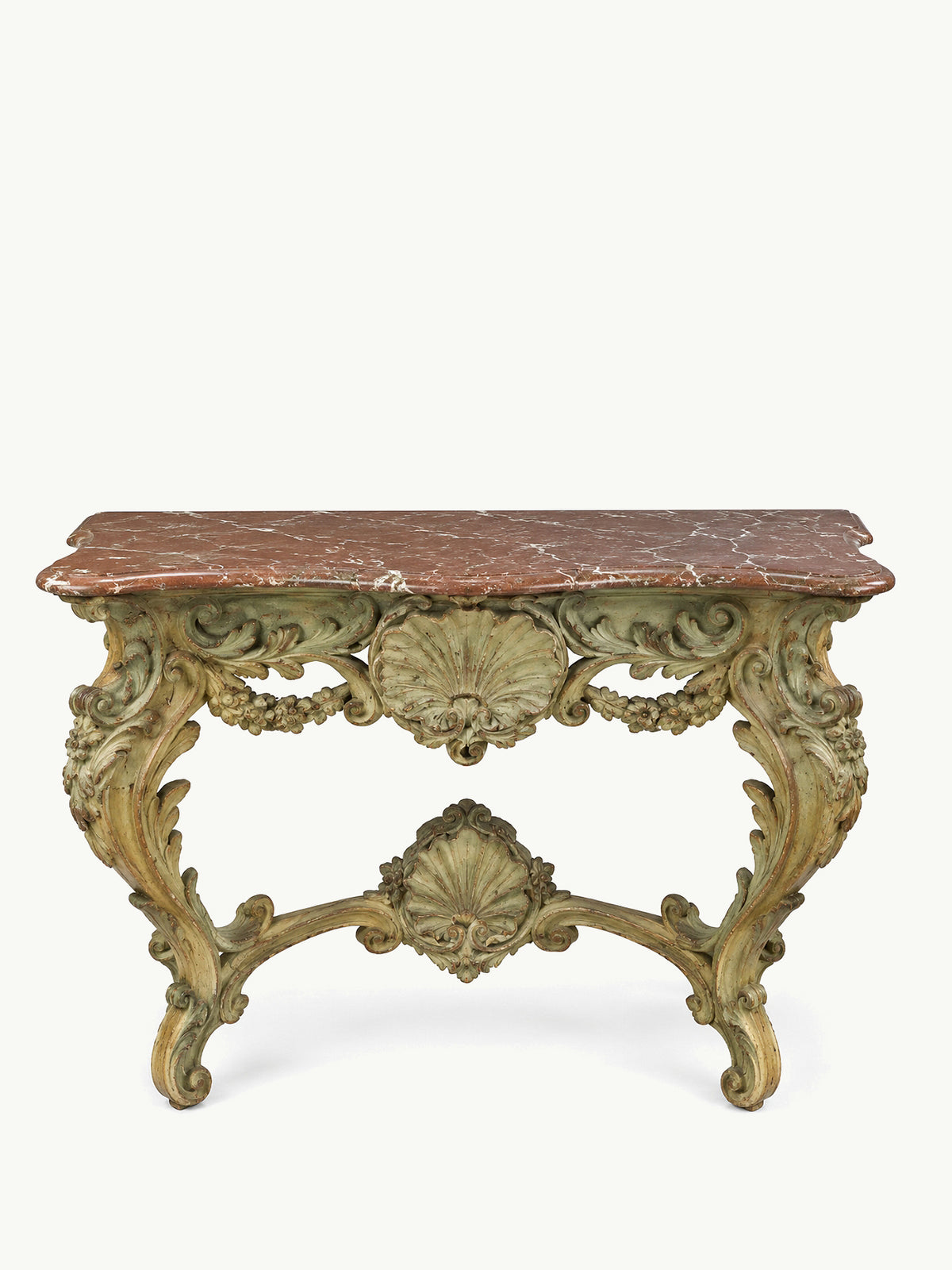 Carved Painted Marble Side Table