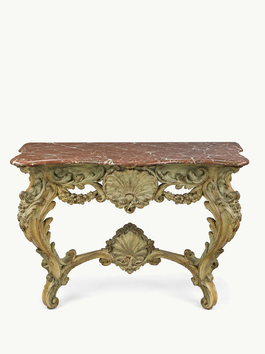 Carved Painted Marble Side Table