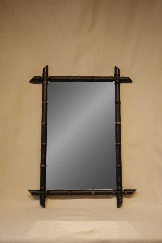 Vintage Black Bamboo Mirror