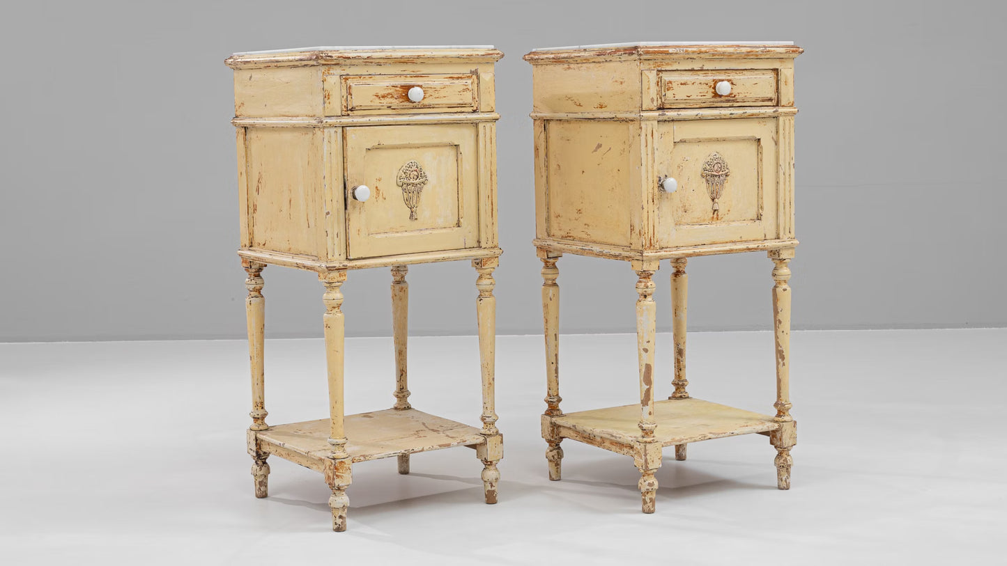 Pair of Antique Wooden Bedside Tables (1900)