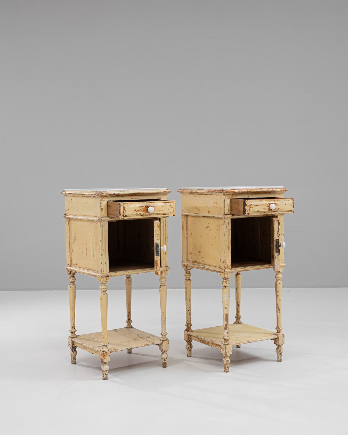 Pair of Antique Wooden Bedside Tables (1900)