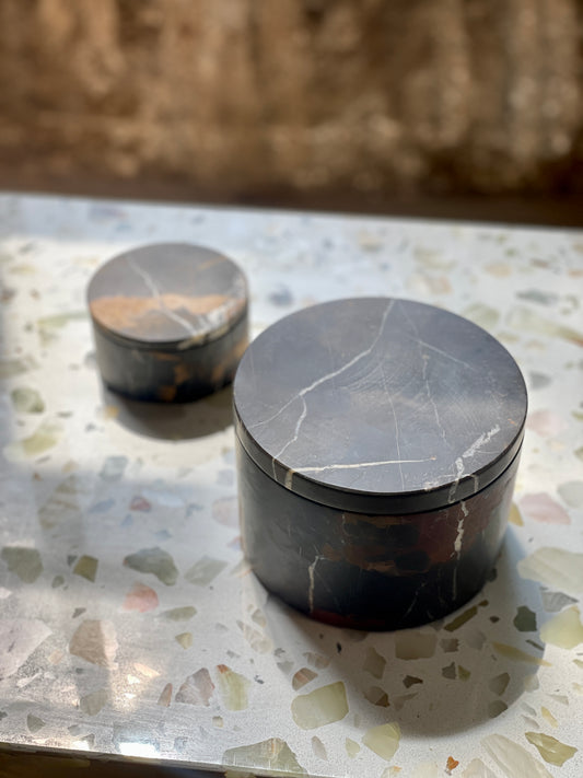 Round Honed Marble Lidded Box