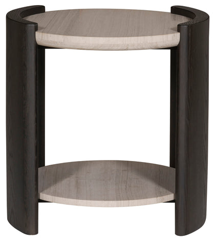 Form End Table with Honed Grey Stone