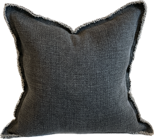 Charcoal & Linen Grain Sack Pillow (22x22)