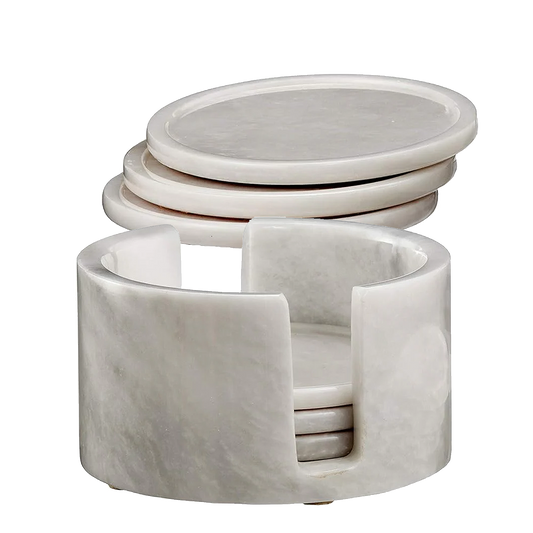 White Marble Coaster Set
