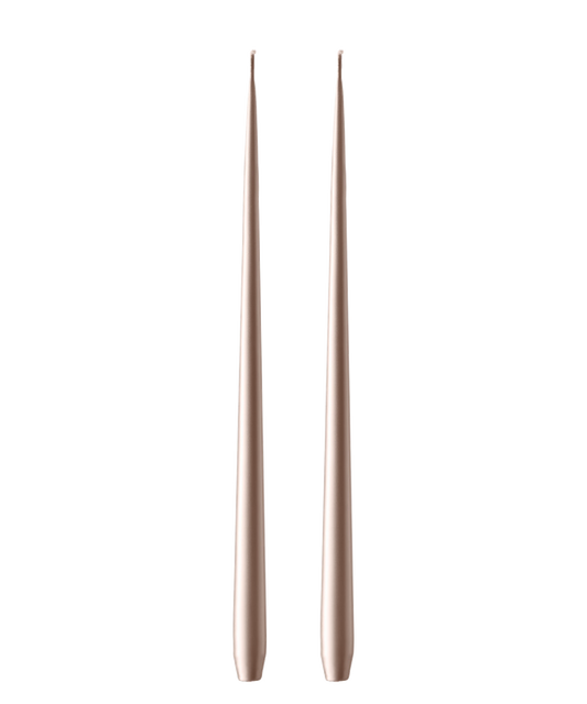 Champagne Metallic Taper Candle Set