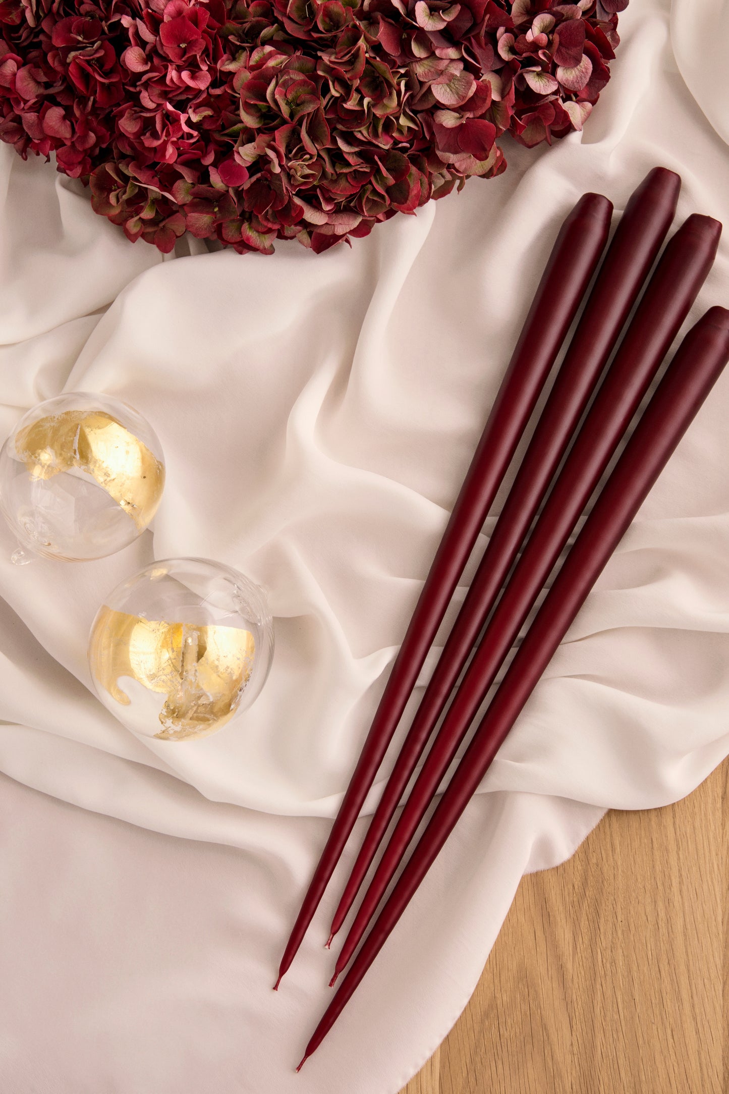 Deep Wine Taper Candle Set