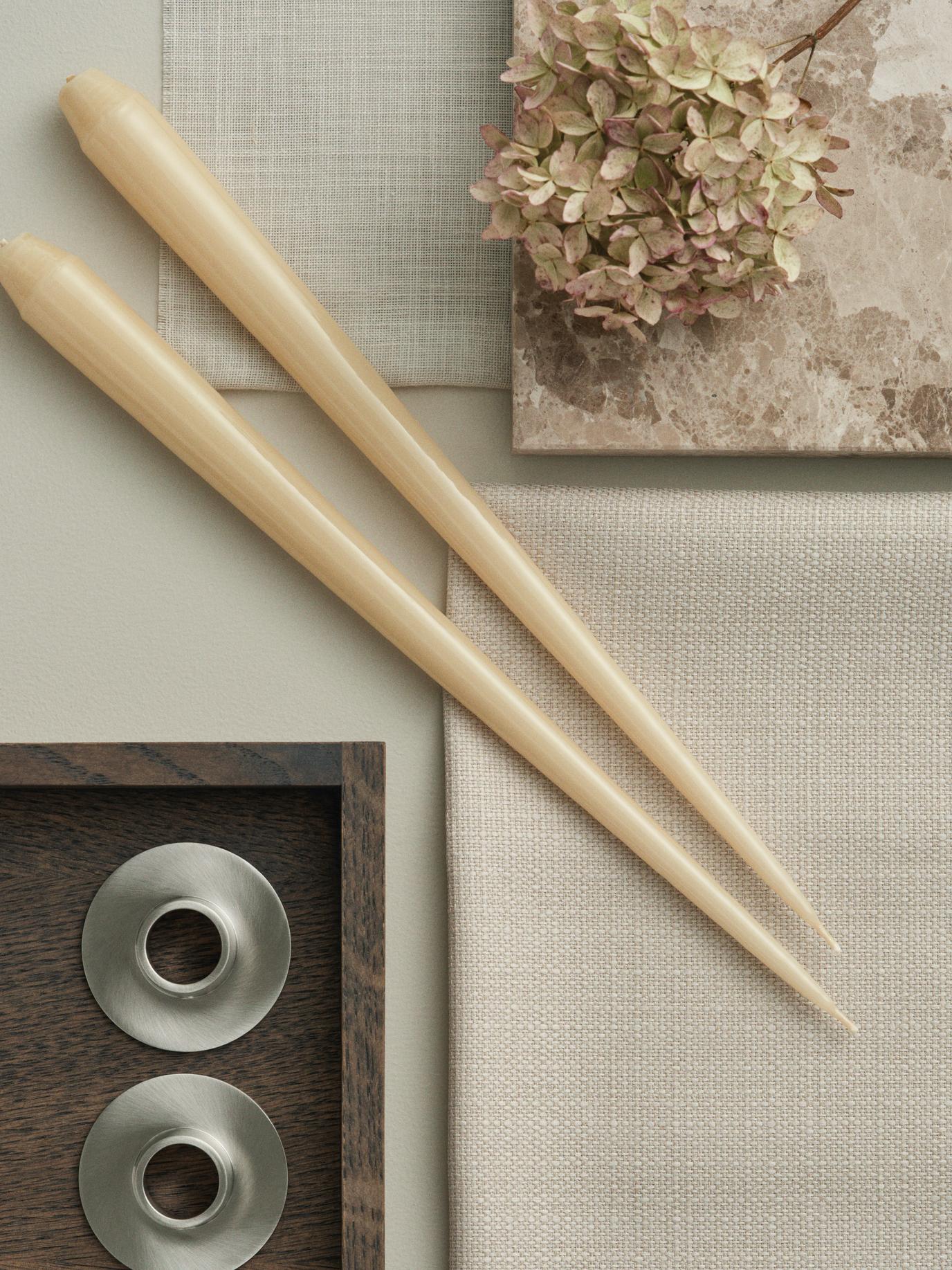 Pale Ginger Taper Candle Set