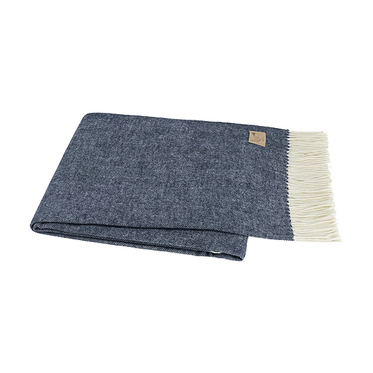 Navy Blue Italian Herringbone Throw