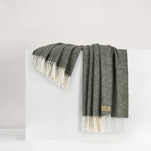Moss Italian Herringbone Throw