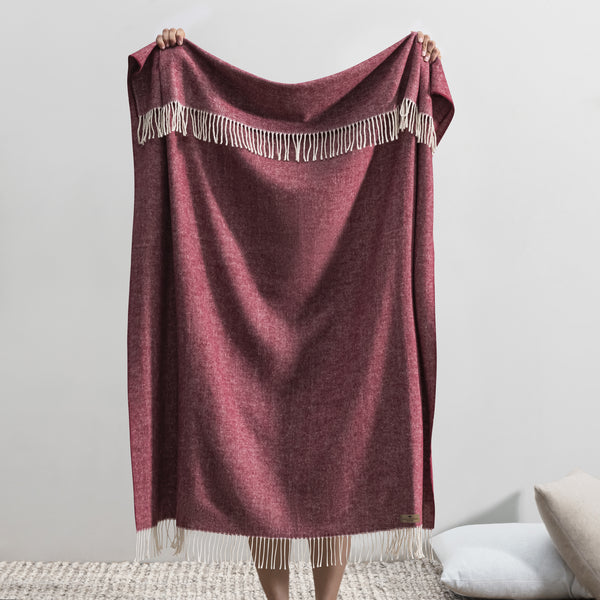 Cranberry Italian Herringbone Throw