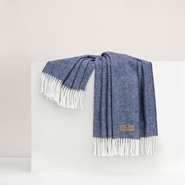 Indigo Italian Herringbone Throw