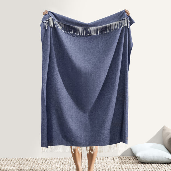 Indigo Italian Herringbone Throw