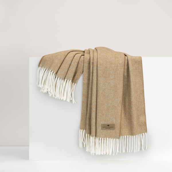 Caramel Classic Italian Herringbone Throw