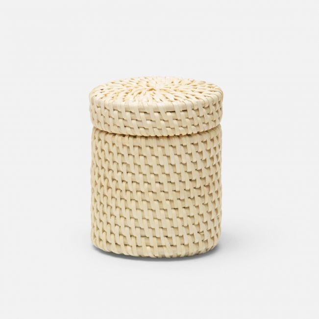 Cream Rattan Round Canister