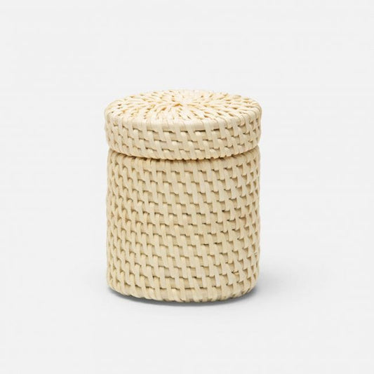 Cream Rattan Round Canister