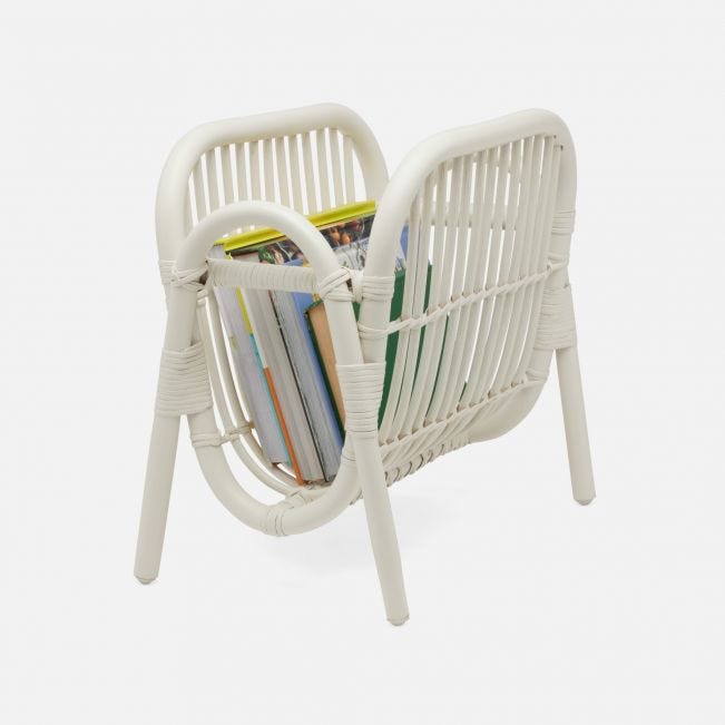 White Rattan Magazine Holder