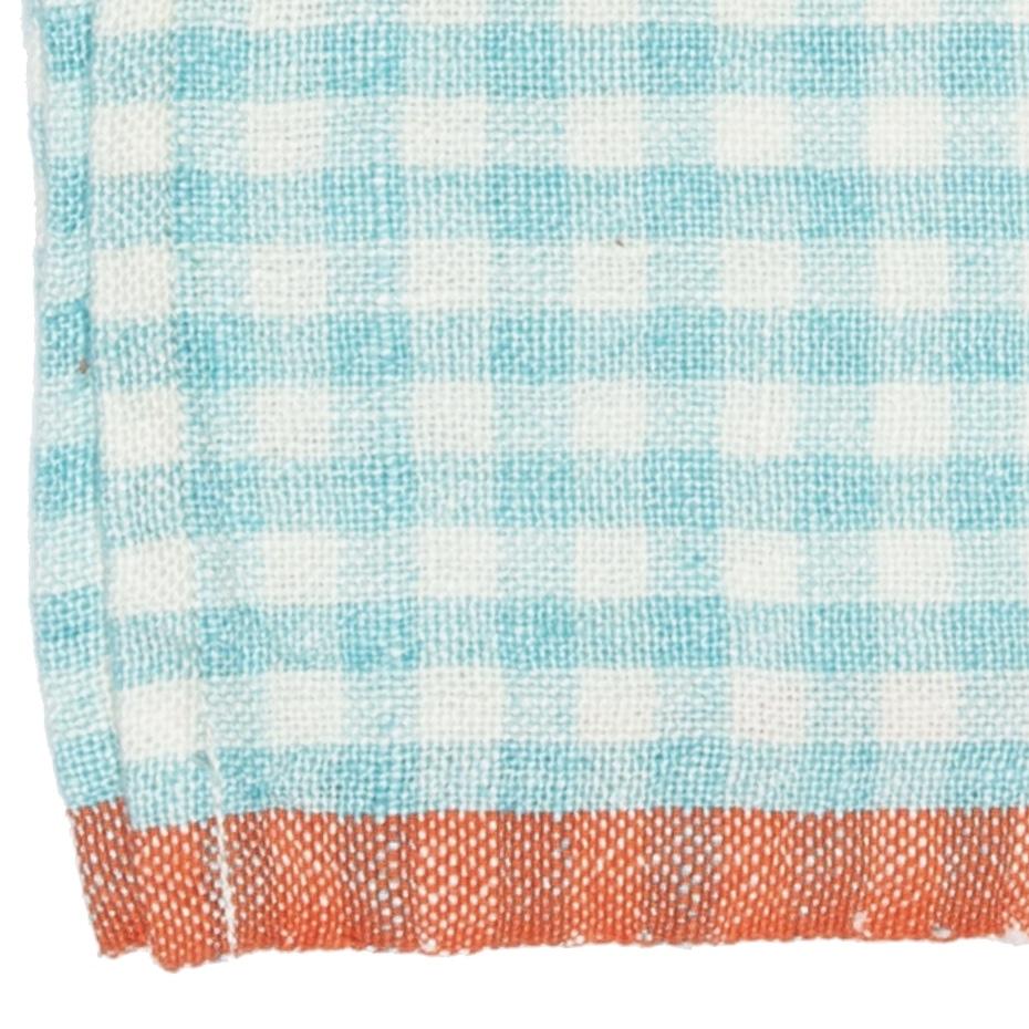 Aqua & Orange Gingham Napkin Set