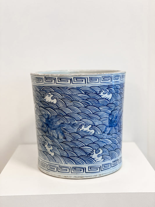 Vintage Blue & White Qilin Cachepot