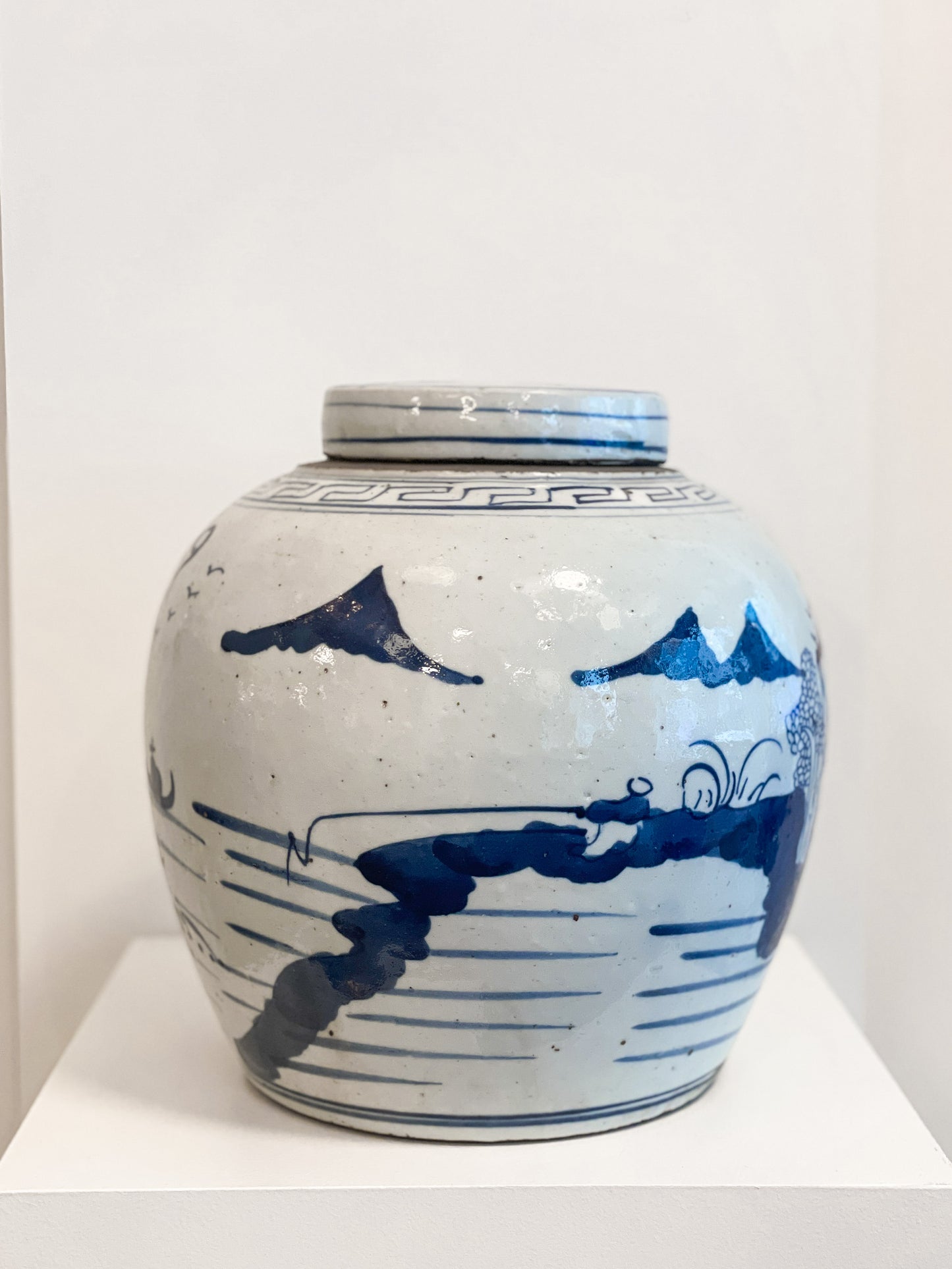 Blue & White Lidded Jar - River 02