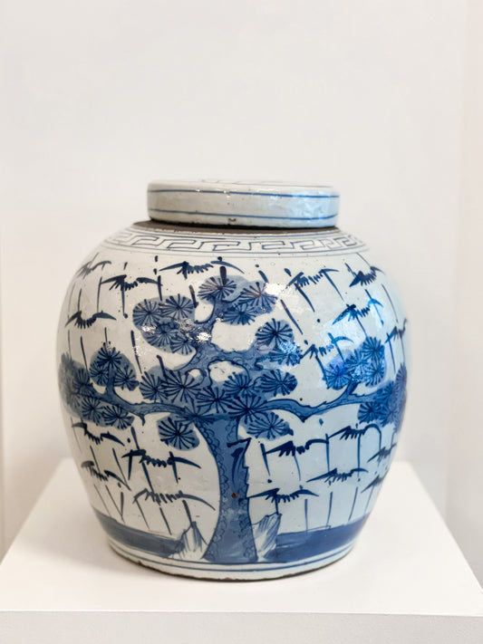 Blue & White Lidded Jar - River 03