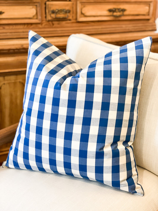 31 Westgate Custom Blue Check Pillow