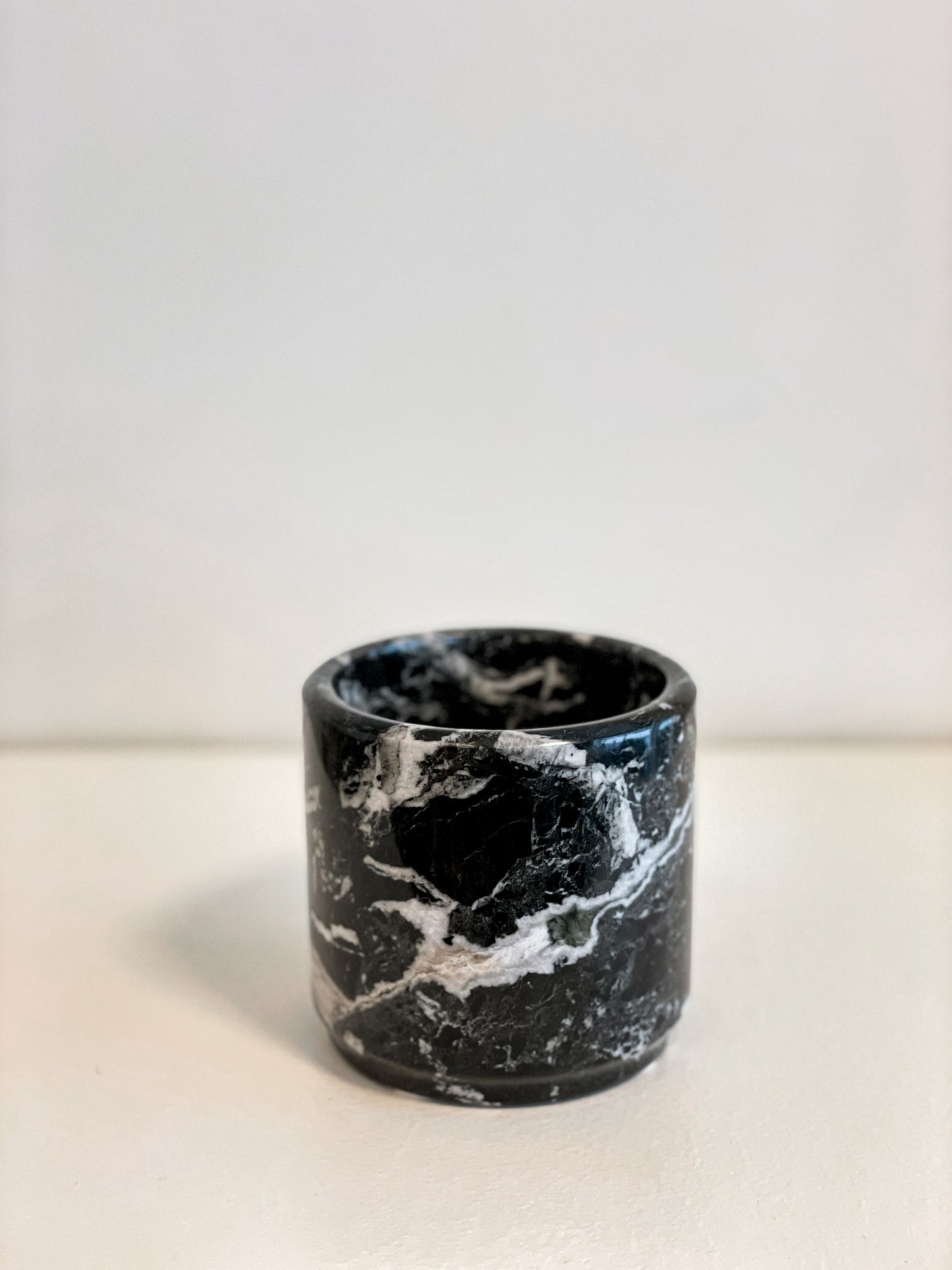 Black Zebra Marble Lidded Canister