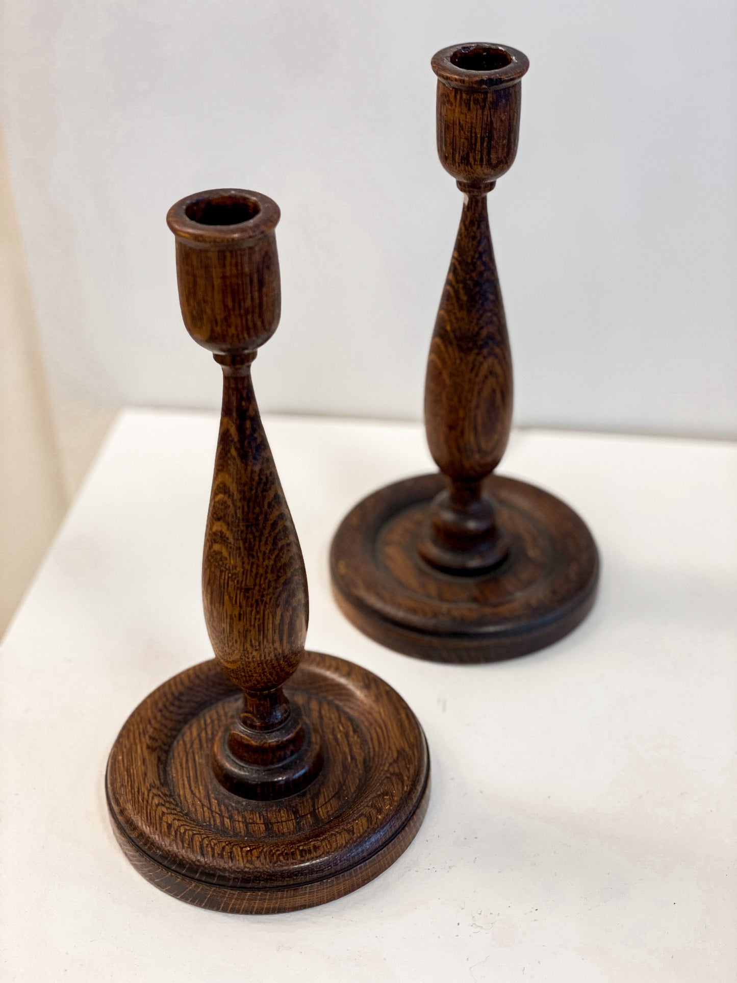 Antique Oak Tulip Candlesticks (pair)