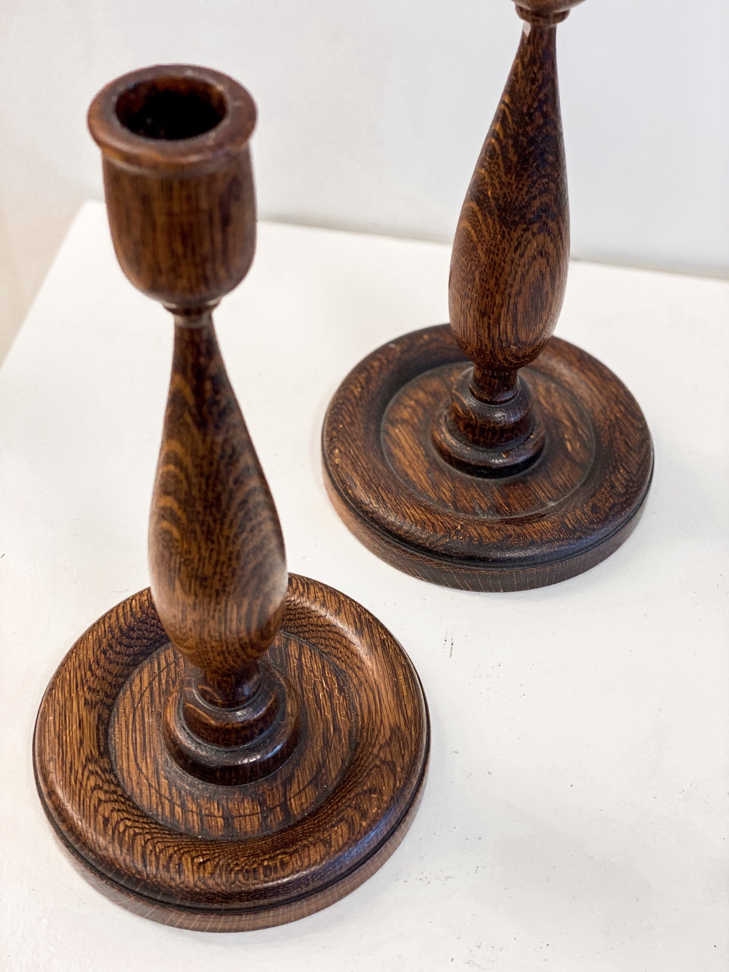 Antique Oak Tulip Candlesticks (pair)