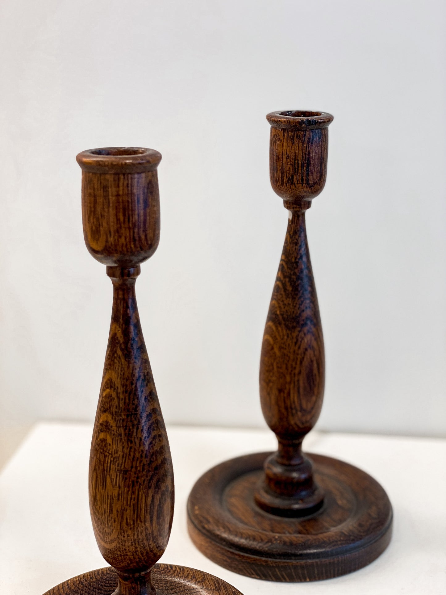 Antique Oak Tulip Candlesticks (pair)