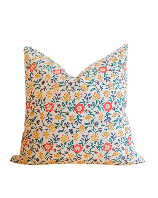 Priya Hand Blocked Linen Pillow Cover (22x22)