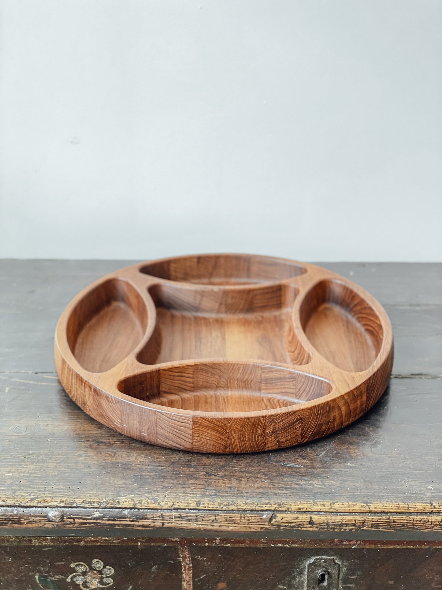 Vintage Teak Divided Serving Tray