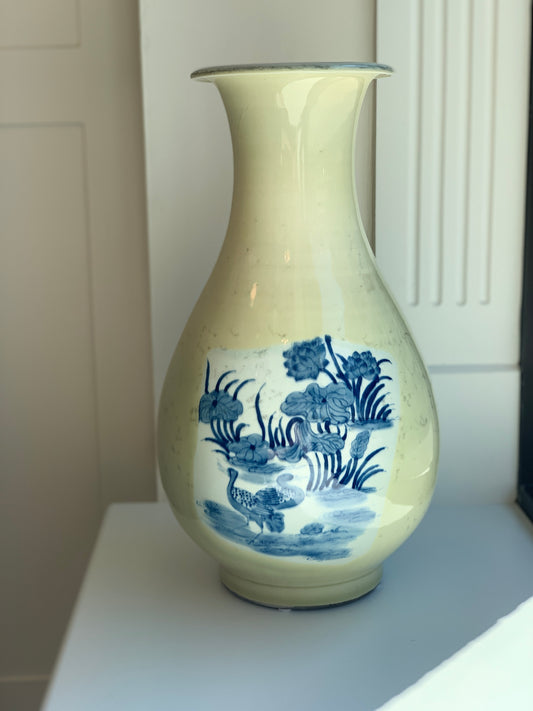 Vintage Blue & White Vase with Celadon