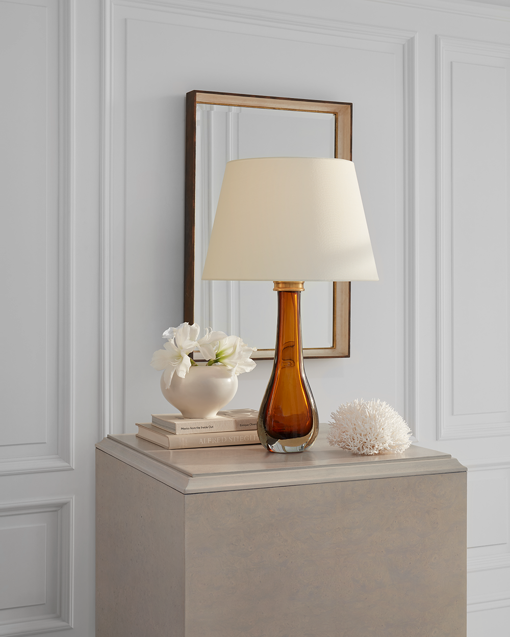 Large Amber Glass Table Lamp